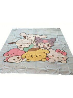 Kawaii Cartoon Basket Shower Curtain with 12 Hooks Included 59" × 71"
